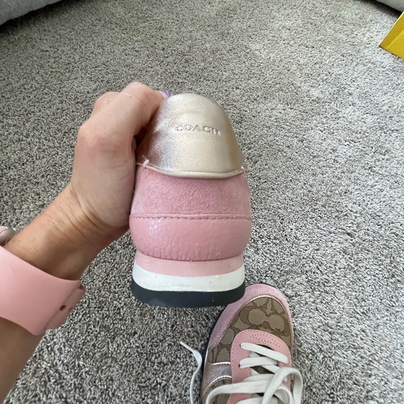 Coach C142 Runner Sneakers Suede/Leather Khaki/Petal - Picture 11 of 16